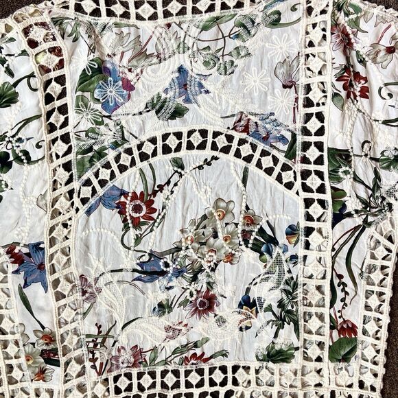 NWT Kimono/Cover Up One Size Embroidered/Crochet Beautiful Print/Colors Cruise - Picture 15 of 16